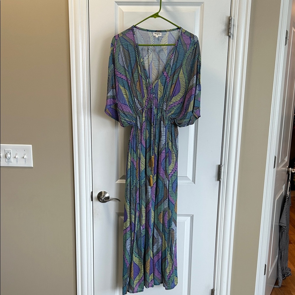 Cost Plus World Market Teal Purple Multicolor Maxi Dress